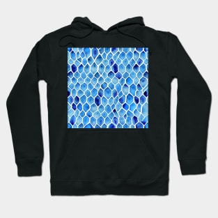 Blue tile watercolor pattern Hoodie